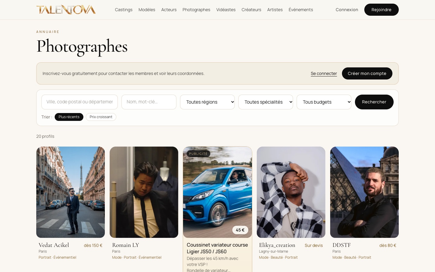 Annuaire des photographes